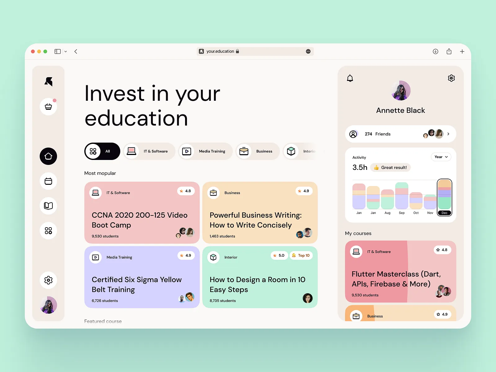 Student learning dashboard