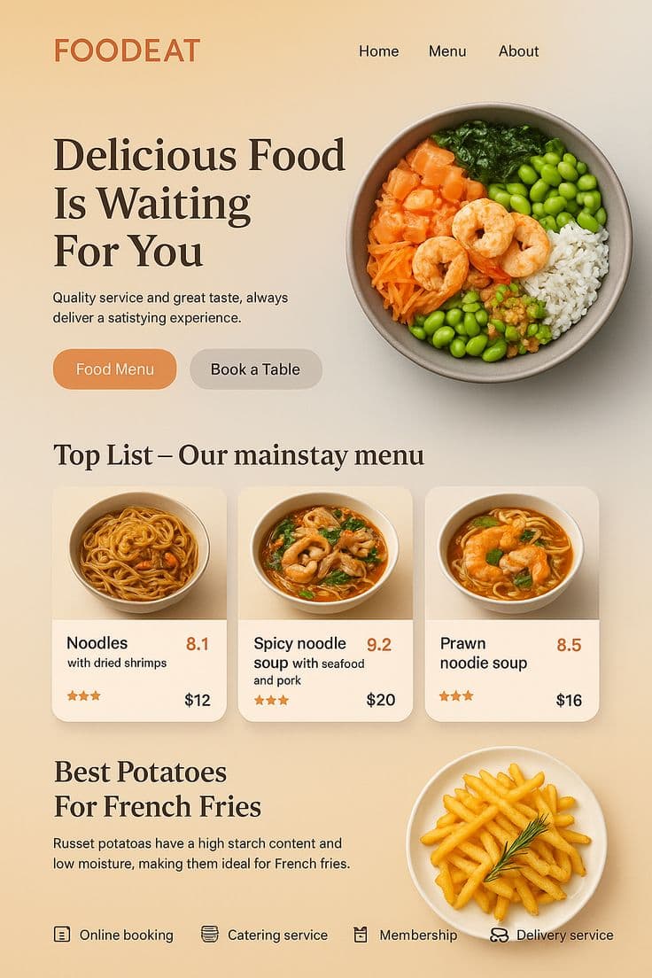 Food delivery menu